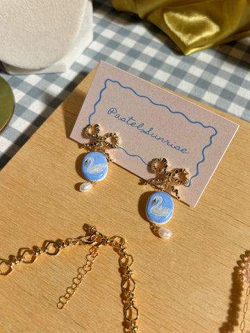 Blue Swan Earrings