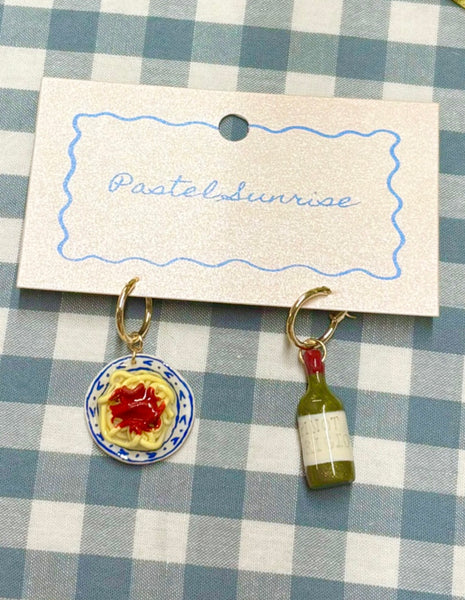 Pasta and Wine Earrings