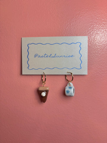Pie and Coffee Earrings
